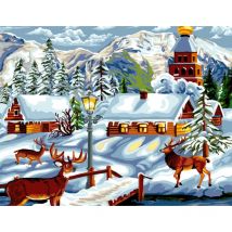 Canevas Antique Village D'Hiver 50x65cm - Megacrea DIY