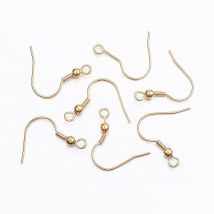 10 Crochets Boucles D'Oreilles Metal Dore 20 Mm Acier Inoxydable 304 Plaqué Or 24 K - Bijoux Perles - La boutique de Karine