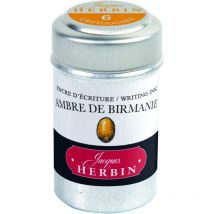 6 Cartouches D'Encre - Ambre De Birmanie - Pour Stylos Plume Et Roller - Herbin - Jacques Herbin