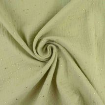 Coupon De Tissu Double Gaze De Coton, Pois Or Glitter - Laize : 130 Cm - Craft Loom