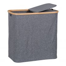 Panier À Linge En Bambou Gris Foncé 54 X 33 X 54 Cm - Youdoit