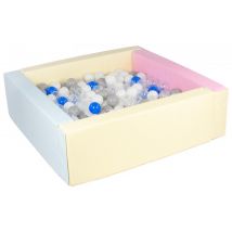Piscine À Balles Carrée Avec 300 Balles - Rose, Bleu, Jaune P/blanc, Transparent, Bleu, Gris - Velinda