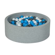 Piscine À Balles Aire De Jeu + 300 Balles Blanc, Gris, Bleu Clair - Velinda