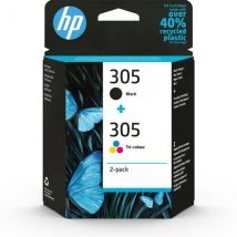 Hp 305 Pack De 2 Cartouches D'Encre Noire Et Trois Couleurs Authentiques (6zd17ae)
