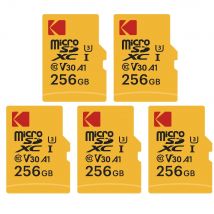 Pack De 5 Cartes Mémoire Kodak Micro Sd - 256gb, Classe 10, Haute Performance, Avec Adaptateur - Kodak