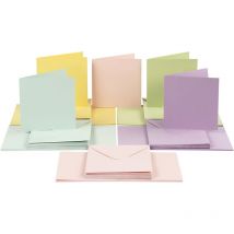 Cartes Et Enveloppes - Couleurs Pastels - 15 X 15 Cm, Dimension Enveloppes 16x16 Cm - 50 Pcs - CC Hobby