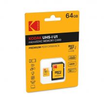 Kodak Carte Micro Sdxc 64 Go Premium + Adaptateur – Haute Vitesse, Stockage Fiable, Idéal Pour Smartphones, Caméras, Drones Et Tablettes - Kodak