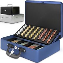 Caisse À Monnaie Profetionnelle Xl 36x27x11cm- Coffret Monnaie Acier- Monnayeur, 2 Clés Compartiments Monnaie- Poignée Robuste- Acropaq - Acropaq