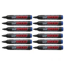 12 Marqueurs - Permanent - Indélébile - Prockey Pointe Conique Bleu - Uni-Ball