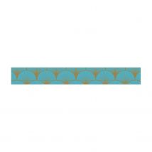 Masking Tape - Éventail Bleu Sur Fond Doré - Repositionnable - 15 Mm X 10 M - Global Gift