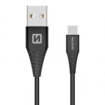 Câble Usb C Silicone 1.5m Charge Rapide 60w Prise Usb Swissten Noir
