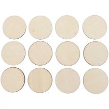 12 Disques En Bois Naturel - Grand 38 Mm - Rico Design