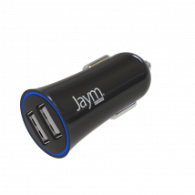 Jaym Chargeur Voiture Double Usb-a 12w 2.4a Compact Et Léger Avec Parasurtenseur Noir