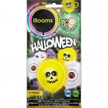5 Ballons Lumineux Led Crâne Et Oeil - Annikids