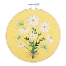 Kit De Broderie daisies Avec Cercle En Bois De 15cm – Trimits | Un Kit Parfait Pour Débutants Et Experts 52 Daisies