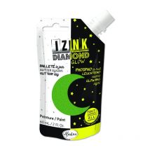 Peinture Tous Supports - Pailletée Et Phosphorescente - Vert - 60ml - Izink - Diamond Glow - Aladine