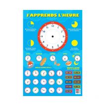 Poster Pédagogique - J'Apprends L'Heure - 52x76cm - A Afficher - Bouchut - LA MAISON DU CALENDRIER