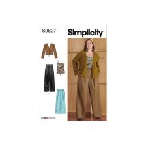 Patron Simplicity 9827 - Pantalons En Deux Longueurs, Camisole Et Cardigan Pour Femmes Taille N°fr 58-66