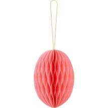1 Décoration Oeuf En Nid D'Abeille 12 Cm - Rose - PartyDeco