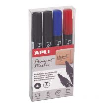 Marqueurs - Indélébile - Permanent - Pointe Ronde - 3mm - Noir, Bleu, Rouge - Apli