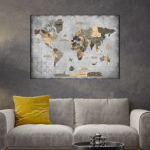 Tableau Carte Du Monde En Bois 3d Graphite - Creatifwood