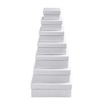 Set De Boîtes Carrés En Carton Blanc À Décorer - 9 À 21 Cm - 7 Pcs - CC Hobby