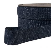 Bobine 20m Élastique Boxer Métallisé Bleu Marine/argent 32mm - My mercerie