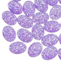 10 Perles Cabochon Strass Paillette Ovale À Coller Acrylique Violet 17 Mm - Dos Plat - Creation Diy - La boutique de Karine