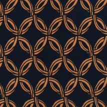 Tissu Crêpe De Viscose Circles Sur Fond Bleu Marine - Craftine