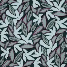 Tissu Viscose Lia Feuilles Menthe Sur Fond Vert Sapin - Au Mètre - Craftine