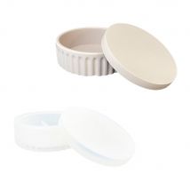 Moule En Silicone Ø 12cm X 4,5cm - Boîte De Rangement Ronde Empilable Avec Couvercle - Jesmonite
