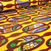 Tissu Wax Africain N° 748 Sur Fond Jaune - Au Mètre - Craftine