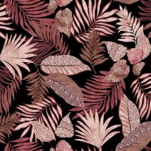 Tissu Jersey Viscose Imprimé Feuilles Sur Fond Noir - Au Mètre - Craftine