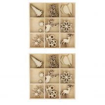 54 Mini Décorations De Noël En Bois - Artemio