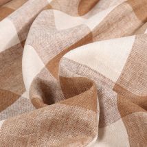 Tissu Lin Viscose Grand Carreaux Sur Fond Camel - Au Mètre - Craftine