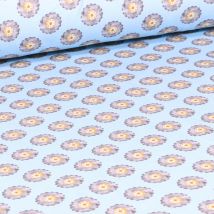 Tissu Jersey Coton Bio Roues De Tracteurs Sur Fond Bleu - Au Mètre - Craftine