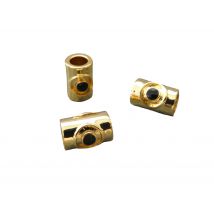 1 Perle Tube Dorée Avec Oeil Noir 9*5mm- Plaqué Or