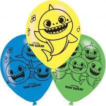6 Ballons Baby Shark Jaune - Amscan