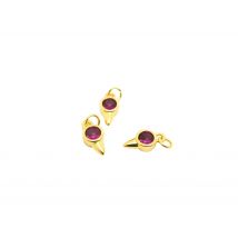 2 Petites Breloques Forme Pointe 11*5mm Plaqué Or 18k Et Zircon Rose Fuchsia - - PAS DE MARQUE -