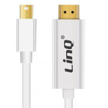 Câble Vidéo Mini Displayport Mâle Vers Hdmi Mâle 1.8m Linq Blanc