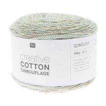 Pelote De Coton Creative Cotton Camouflage - 200gr - Rico Design 005 Vert - Misty Forest