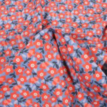 Tissu Coton Craftine Box Flowers Paradise Bio Bleu