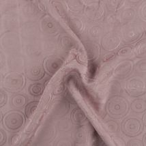 Tissu Viscose Jacquard Cercles En Relief Sur Fond Vieux Rose - Au Mètre - Craftine