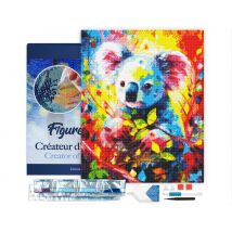 Diamond Painting Broderie Diamant Figured’art 40x50cm Toile Tendue Sur Châssis En Bois - Diamants Carrés - Koala Coloré Abstrait - Figured'Art
