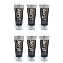 Lot De 6 Tubes Soft Plastique 75ml Peinture Acrylique Fine Noir Primo - Primo