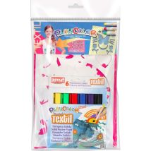 Playcolor - Gouache Pour Textile Playcolor 6 Pcs + Pochoirs Fille