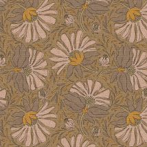 Tissu Coton Demi Natté Yoann Fleuris Sur Fond Camel - Au Mètre - Craftine
