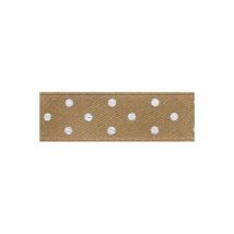 Disquette 25m Ruban Double Face À Pois Beige Fonce 15mm - Stephanoise