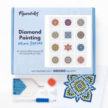 Figured’art Mini Série Diamond Painting - Coffret Premium 12 Toiles De 15x15cm Mandalas - Broderie Diamant Avec Strass Carrés - Kit Complet - 