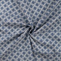 Tissu Chambray Coton Cercles Sur Fond Bleu Jean - Au Mètre - Craftine